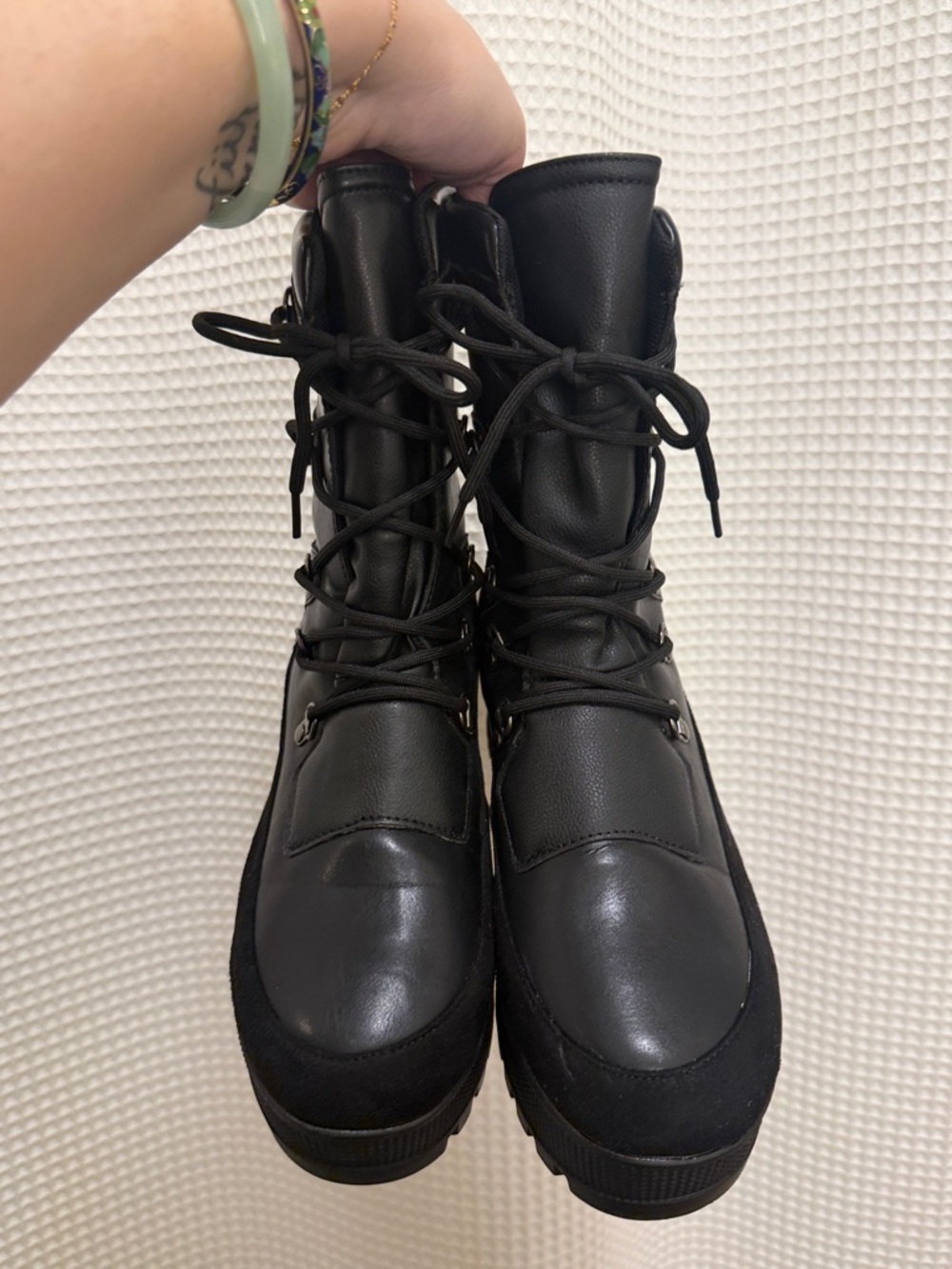 Cape Robbin Black Lace-Up Chunky Platform Combat Boots - Size 8 - Picture 4 of 7